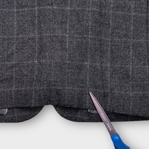 Jos A Bank Blazer Mens 40L Silk Wool Tailored Fit Charcoal Windowpane Check - Picture 12 of 13